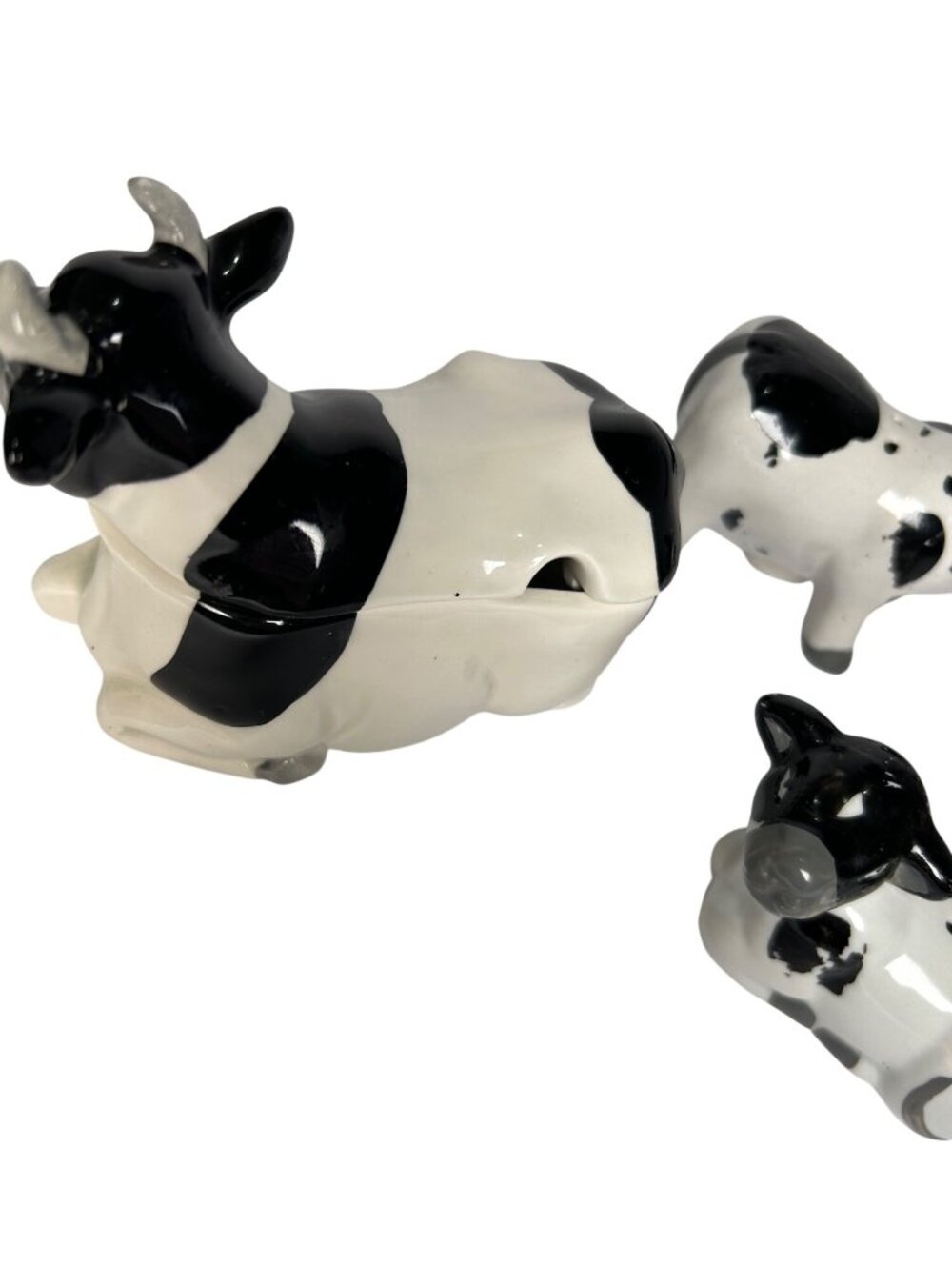 VTG Cow Themed Ceramic Dish & Salt Pepper Shakers Set Farmhouse Kitchen Cottage - Picture 5 of 11